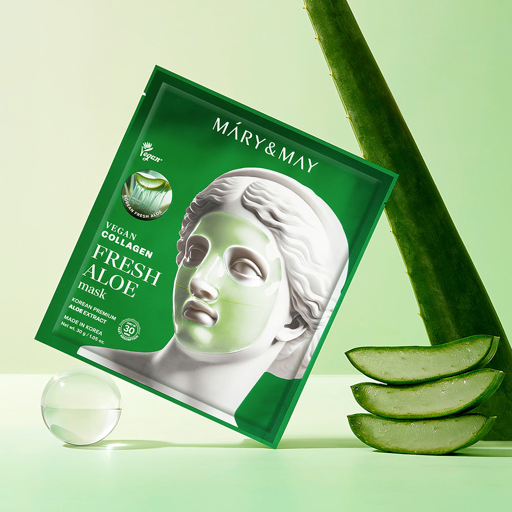Mary&May Vegan Collagen Fresh Aloe Mask (30g x4) Korean toner product image