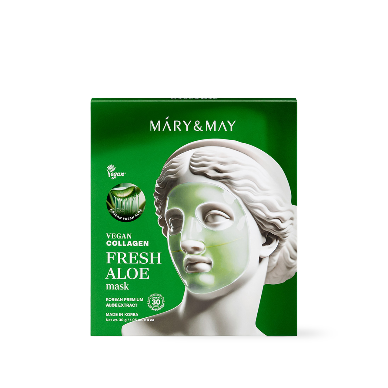 Mary&May Vegan Collagen Fresh Aloe Mask (30g x4) Korean toner product image