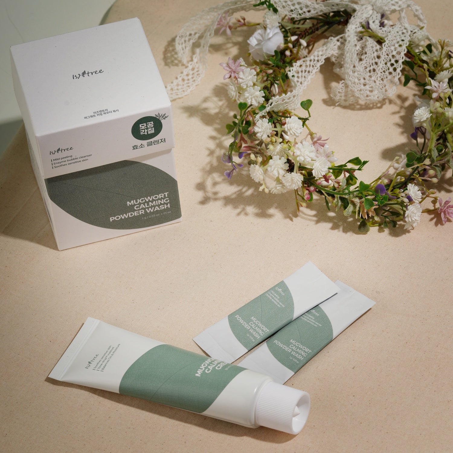 Isntree Mugwort Calming Powder Wash 1g x 25ea Korean cleanser product image