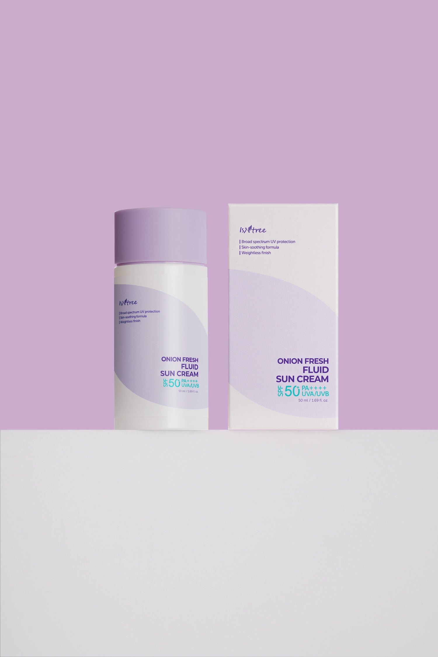 Isntree Onion Fresh Fluid Sun Cream lifestyle shot on bathroom counter
