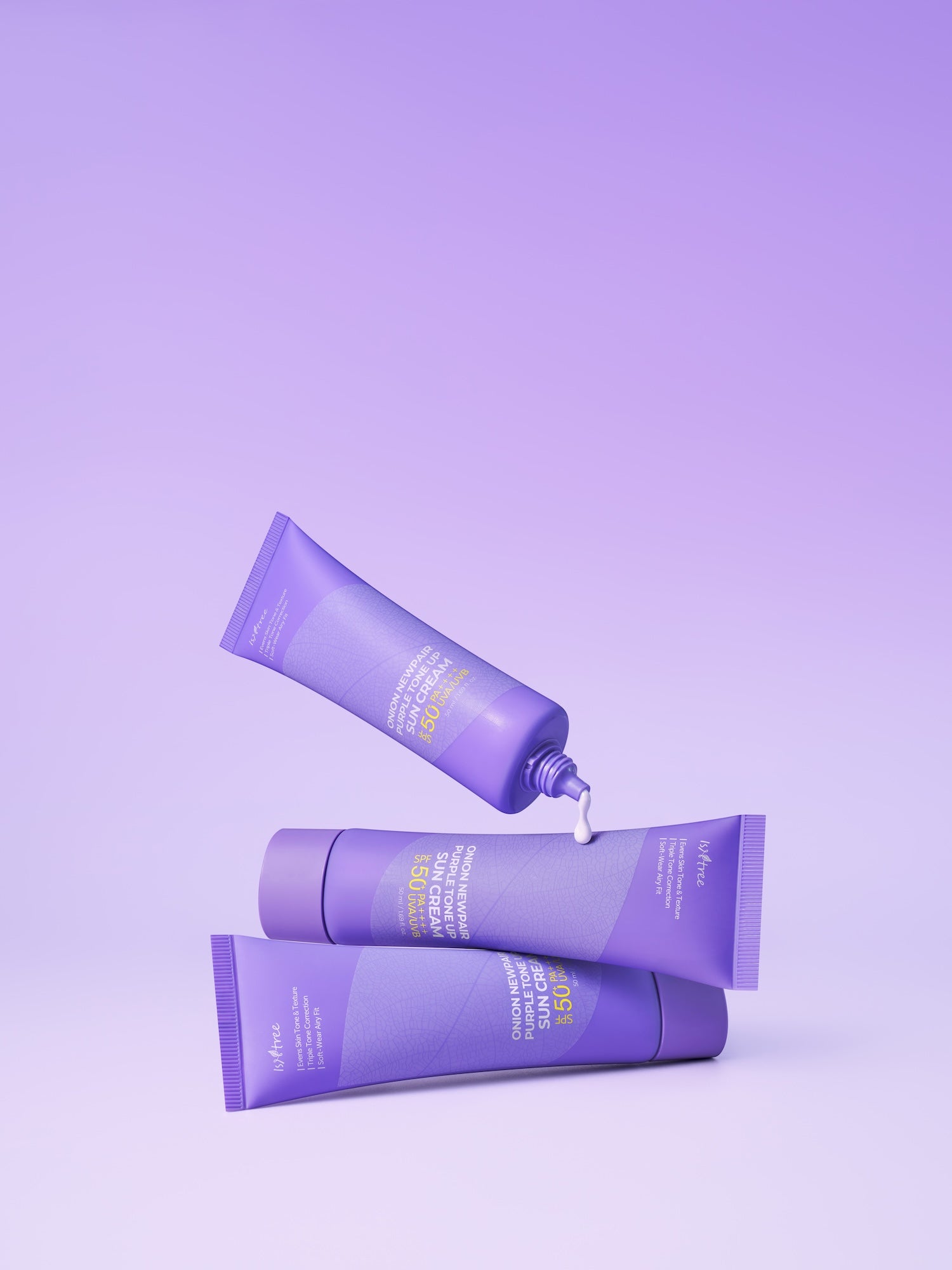 Isntree Purple Tone Up Sun Cream applied and absorbed into skin