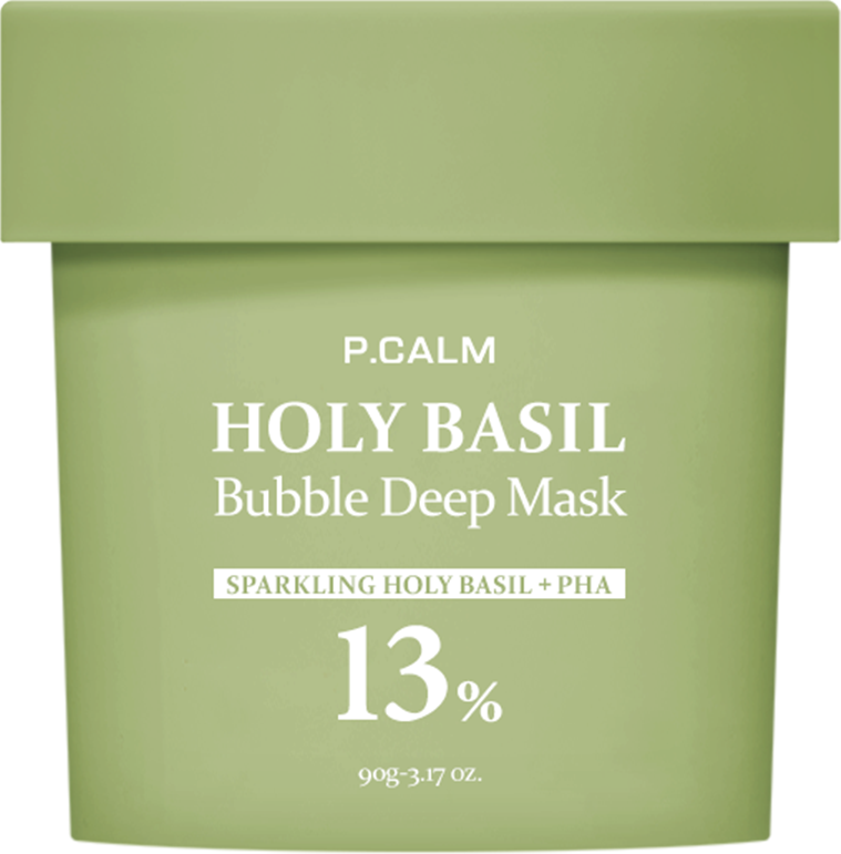 P.CALM Holy Basil Bubble Deep Mask 90g Korean skincare product image