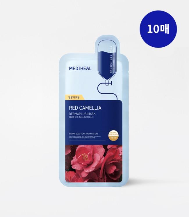 MEDIHEAL Derma Plus Camellia Mask 10ea Korean skincare product image