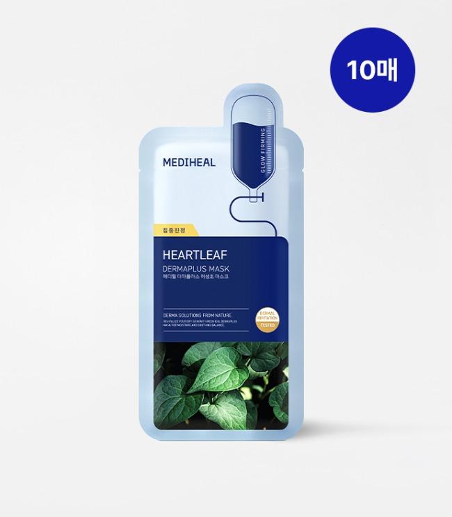 MEDIHEAL Derma Plus Heartleaf Mask 10ea Korean skincare product image