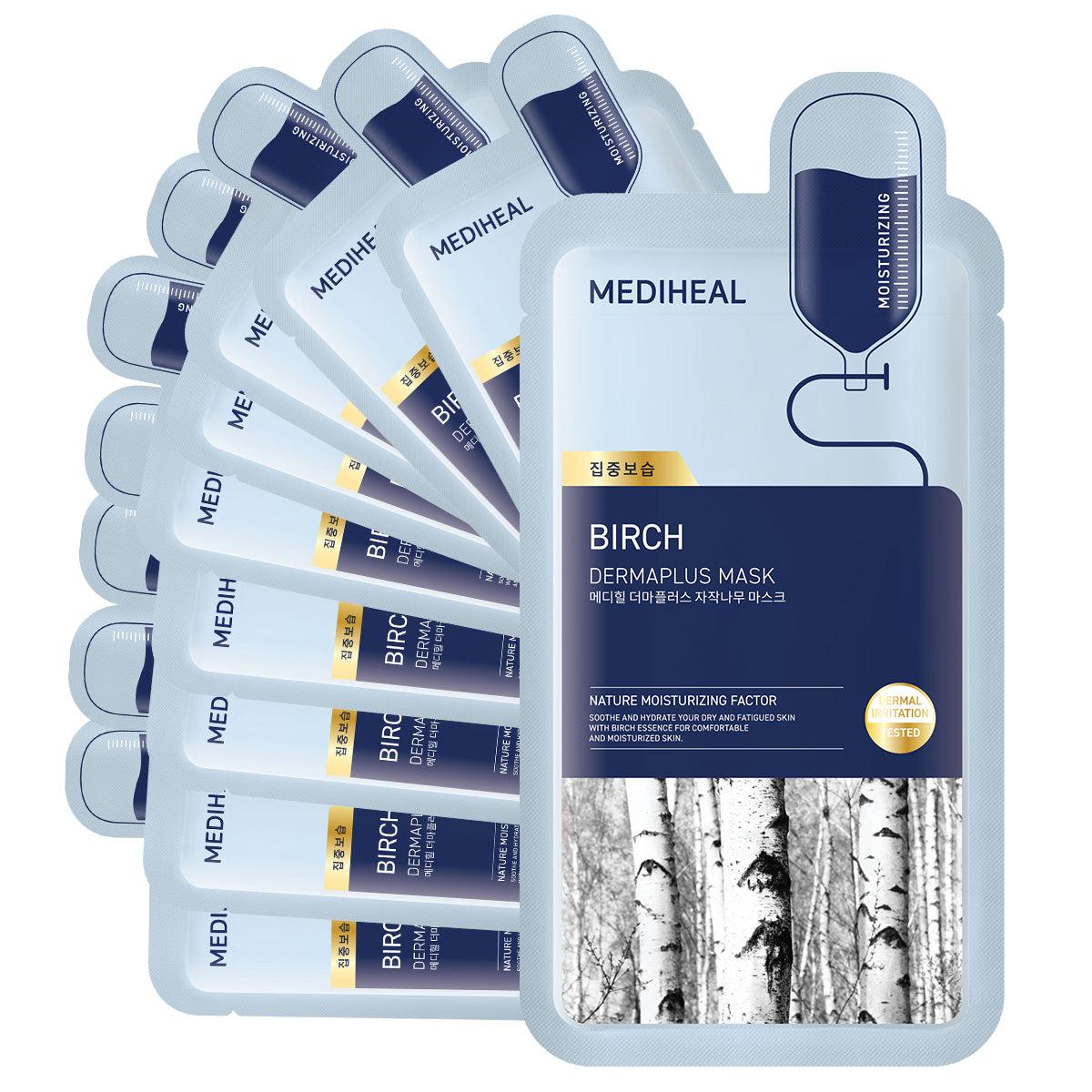 MEDIHEAL Derma Plus Birch Mask 10ea Korean skincare product image