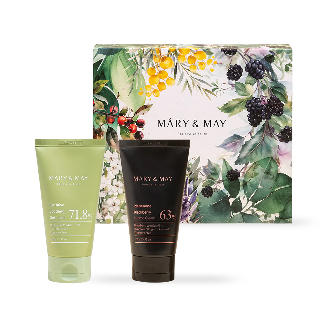 Mary&May Soothing Gel Cream+Idebenone Blackberry Cream Duo Set 100g x2 Korean skincare product image