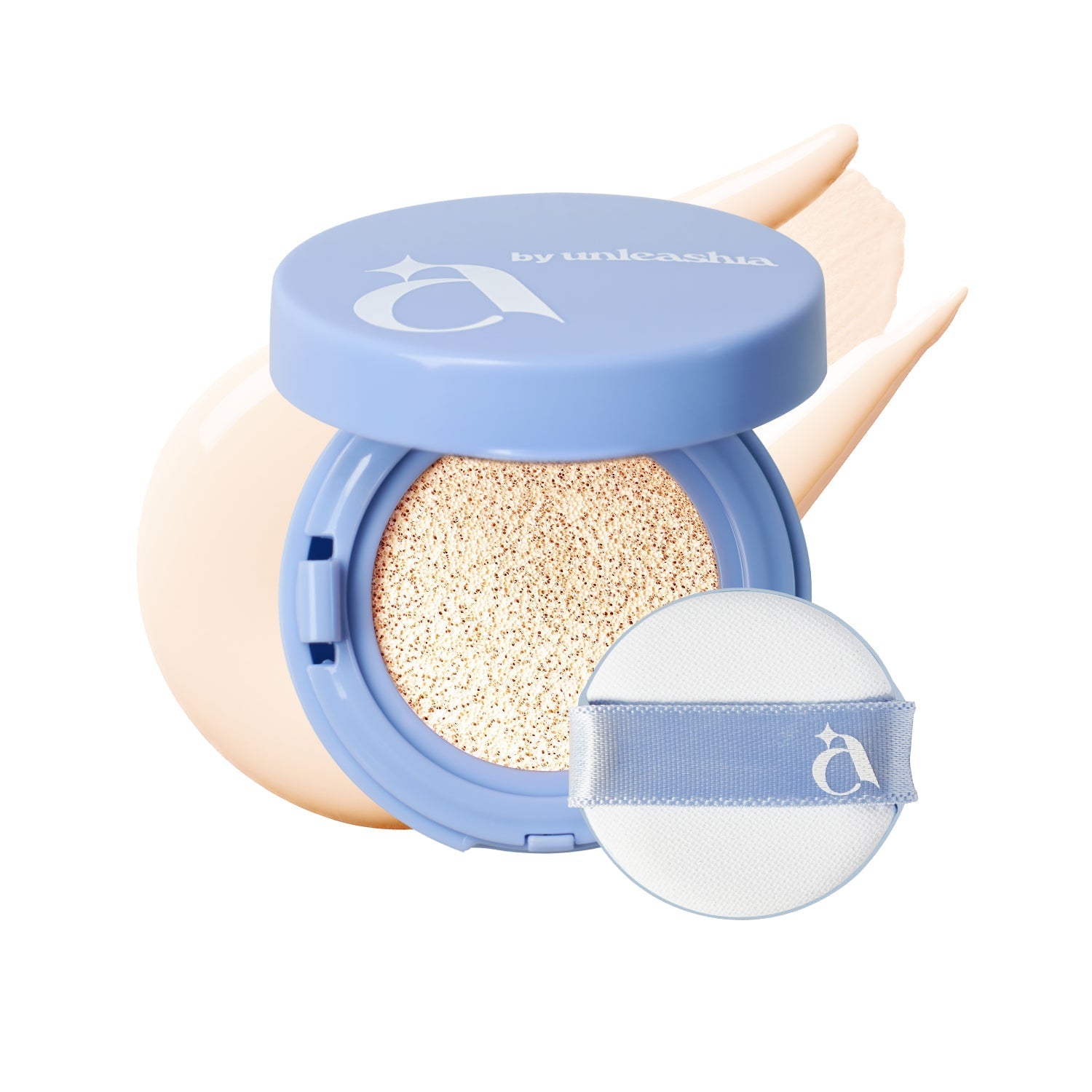 Cushion compact opened showing puff applicator