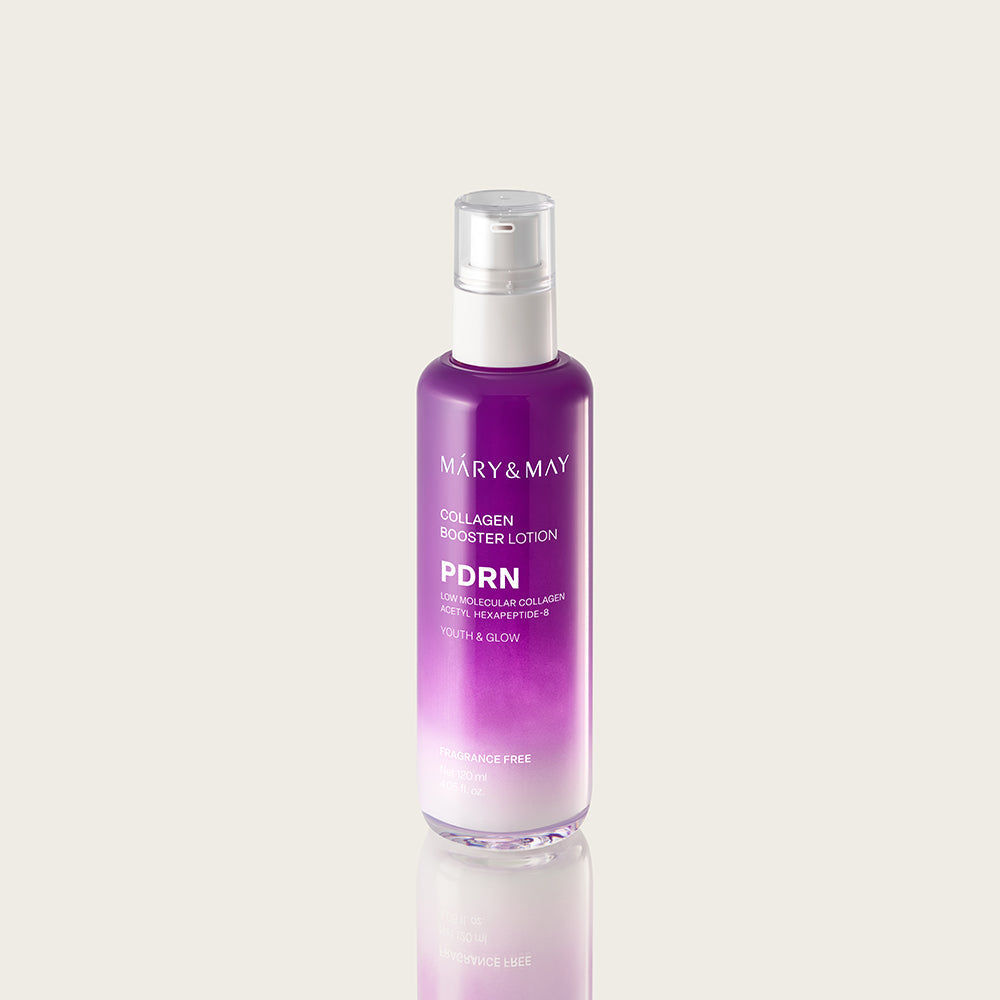 Mary&May Collagen Booster Lotion packaging box with ingredient panel