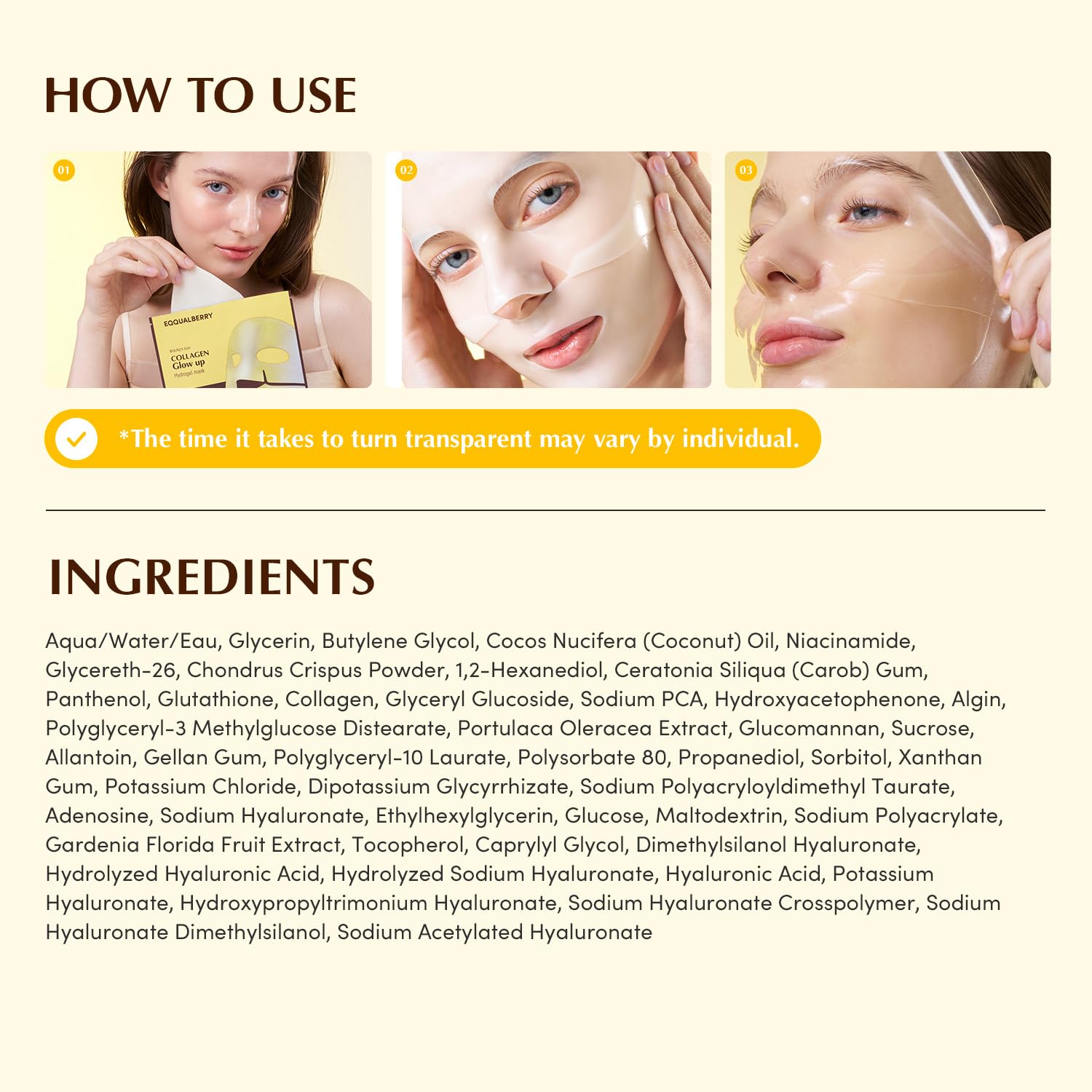 EQQUALBERRY Collagen Glow Up Hydrogel Mask 30g 1pc