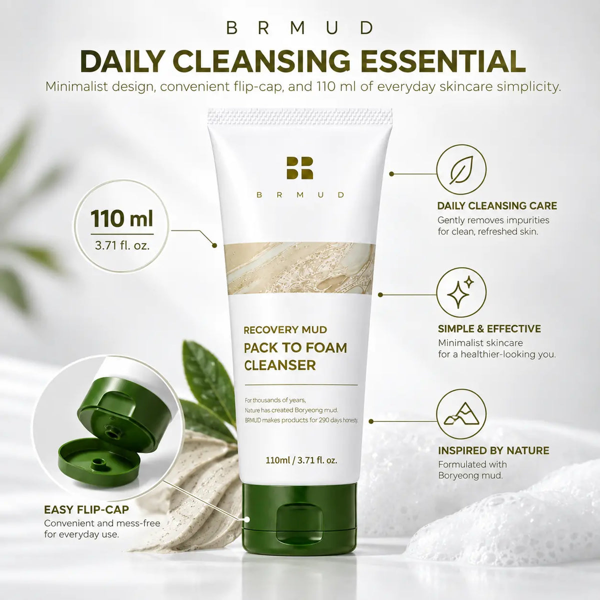 BRMUD Recovery Mud Pack to Foam Cleanser 110ml