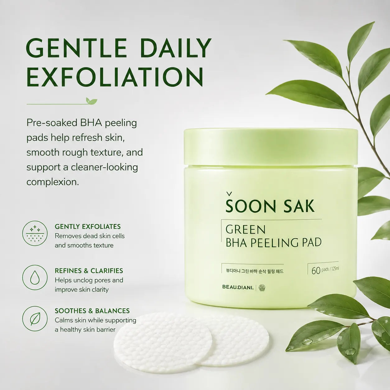 BEAUDIANI Green BHA Soon Sak Peeling Pad 60ea