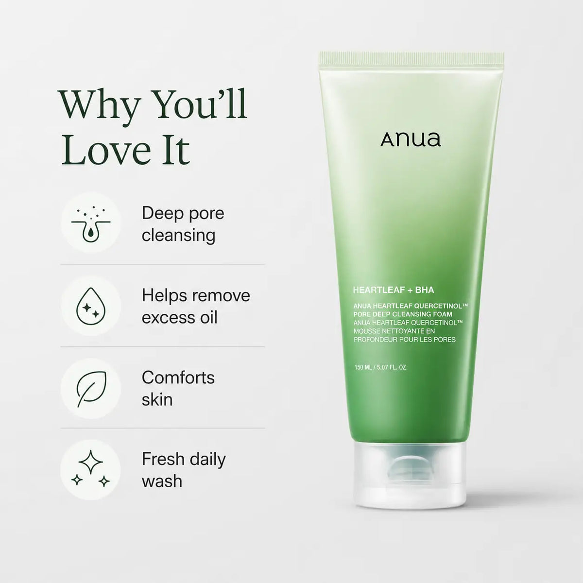ANUA Heartleaf Quercetinol Pore Deep Cleansing Foam 150ml
