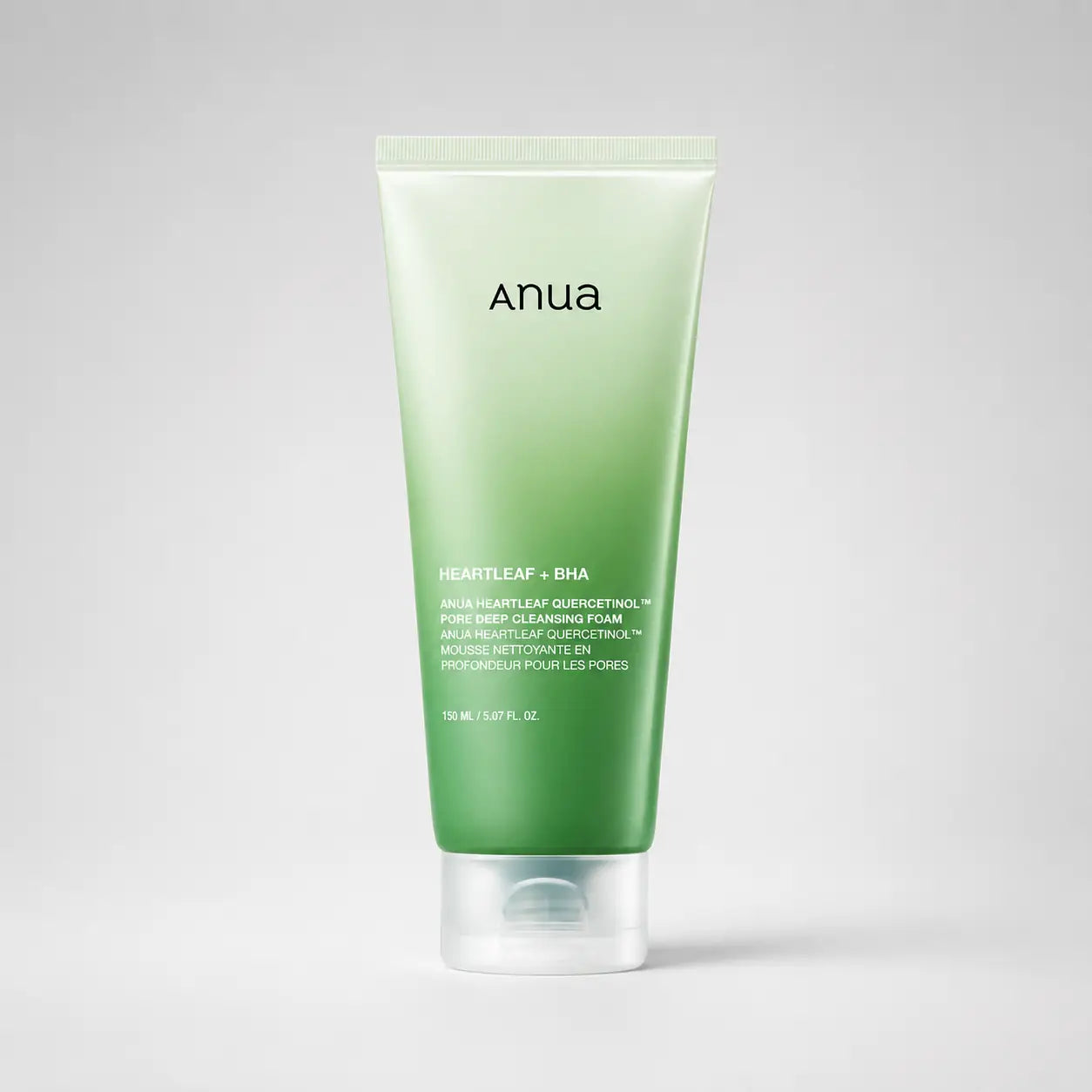 ANUA Heartleaf Quercetinol Cleansing Foam tube shown upright against a plain background