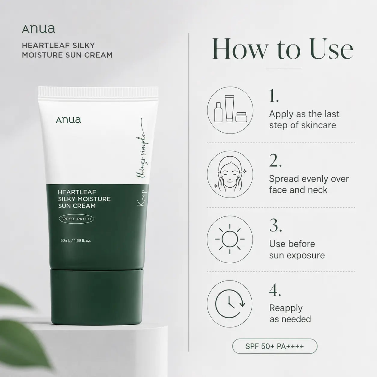 ANUA Heartleaf Silky Moisture Sunscreen 50ml