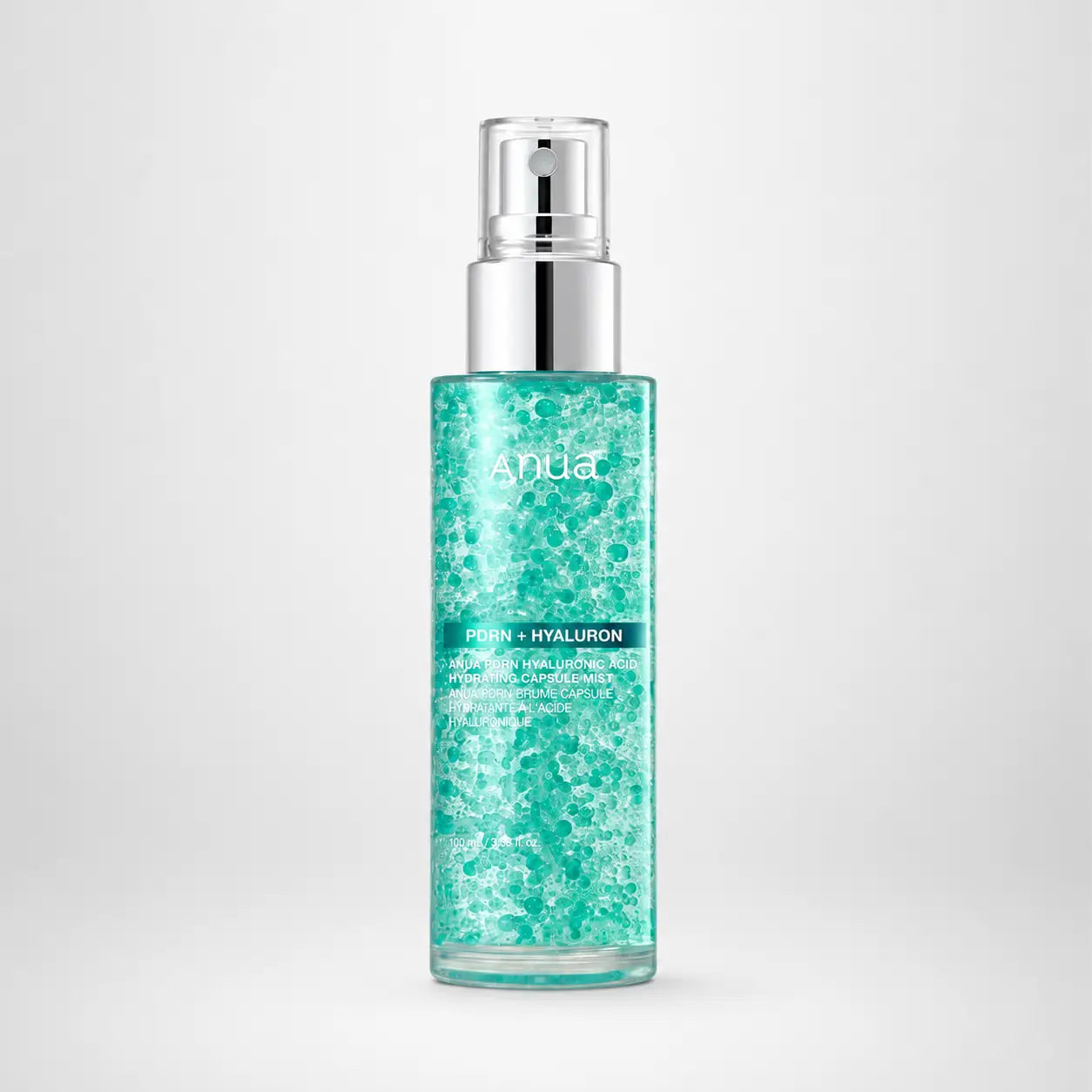 ANUA PDRN Hyaluronic Acid Hydrating Capsule Mist bottle shown upright against a plain background