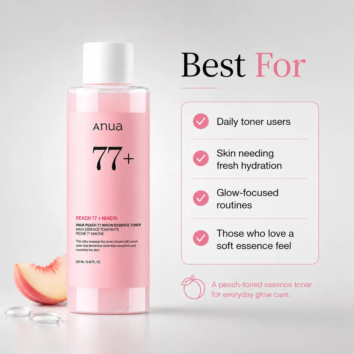 ANUA Peach 77% Niacin Essence Toner 250ml