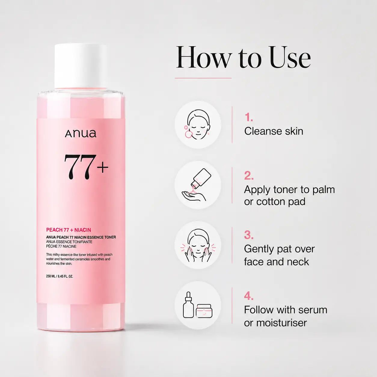 ANUA Peach 77% Niacin Essence Toner 250ml