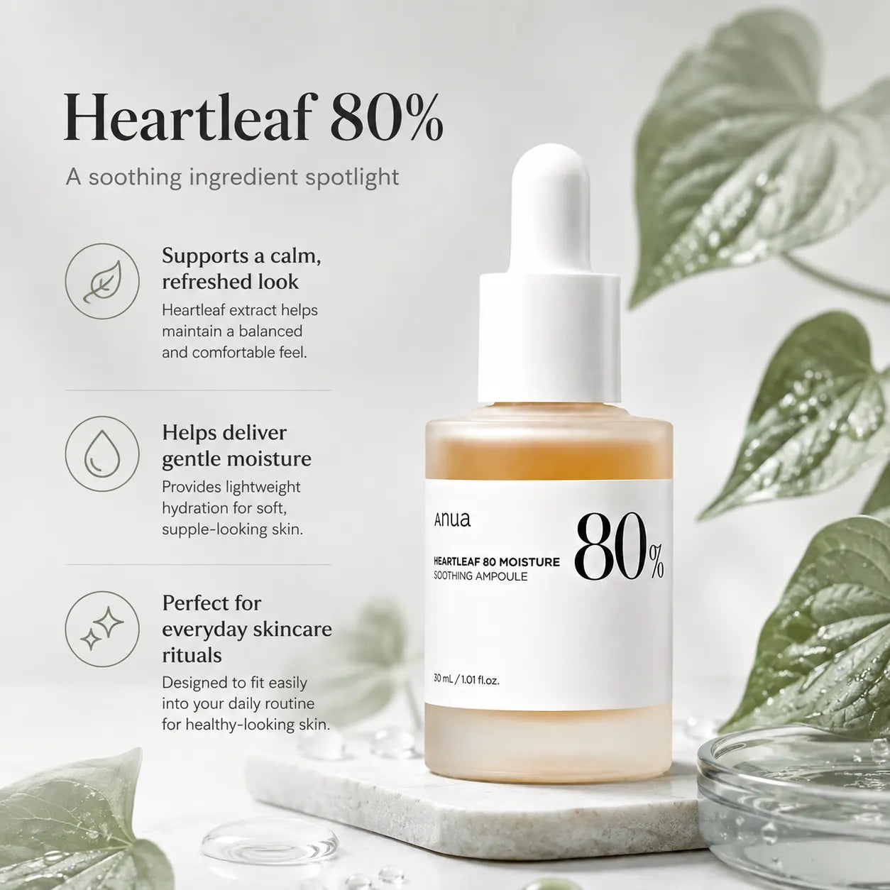 ANUA Heartleaf 80% Moisture Soothing Ampoule 30ml