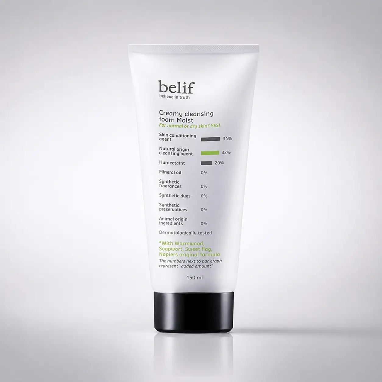 belif Creamy Cleansing Foam Moist 160ml tube front view