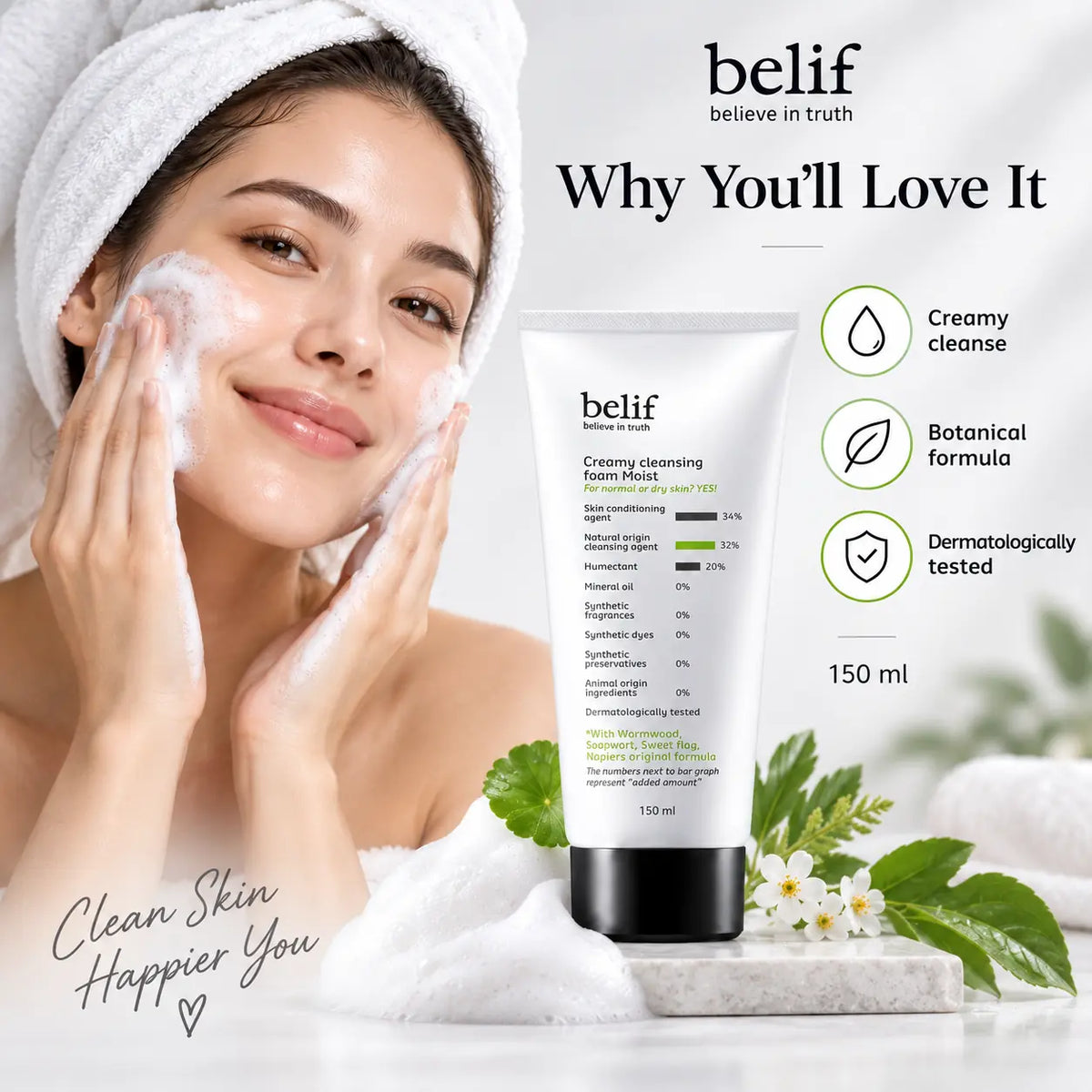belif Creamy Cleansing Foam Moist 160ml