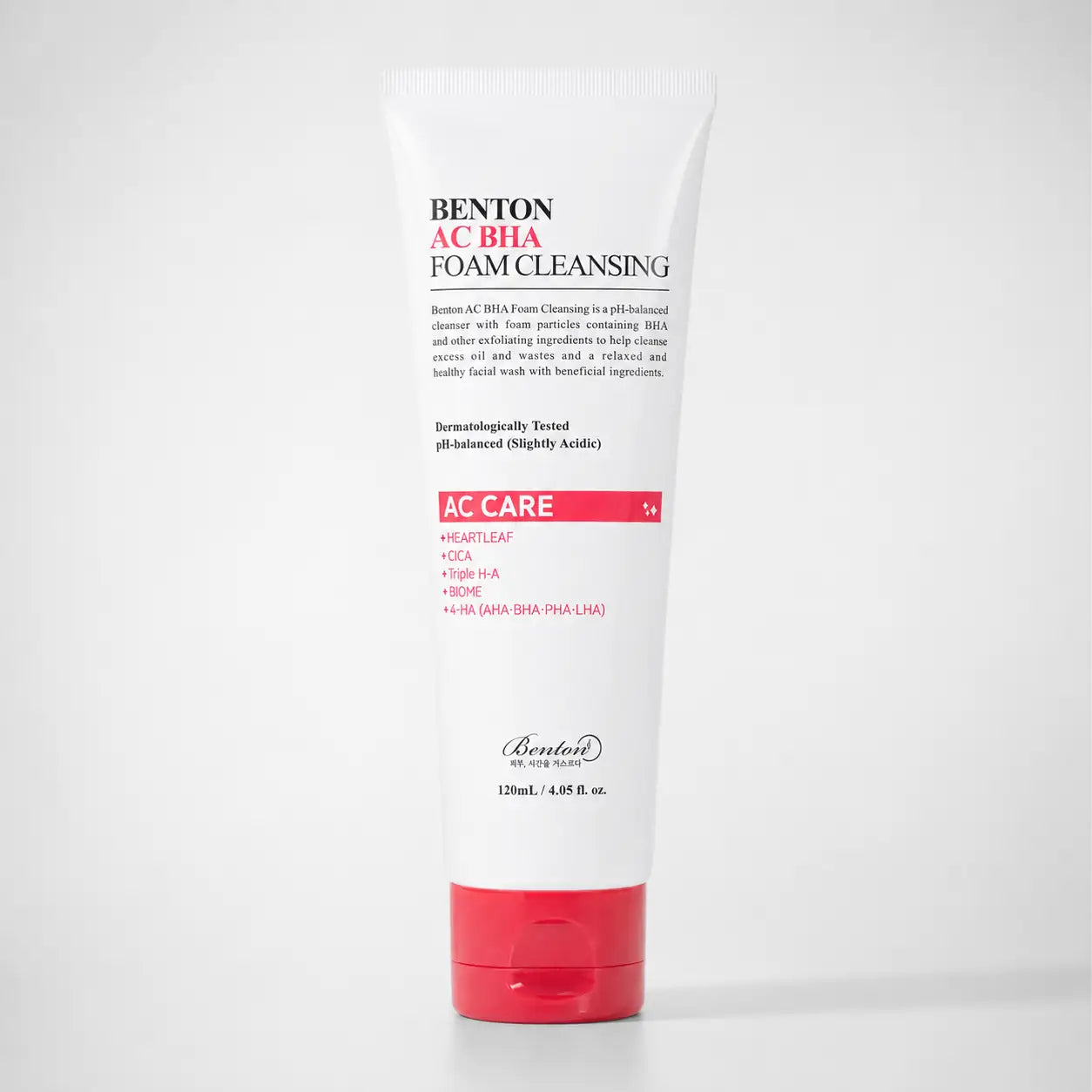 Benton AC BHA Foam Cleansing 120ml tube front label