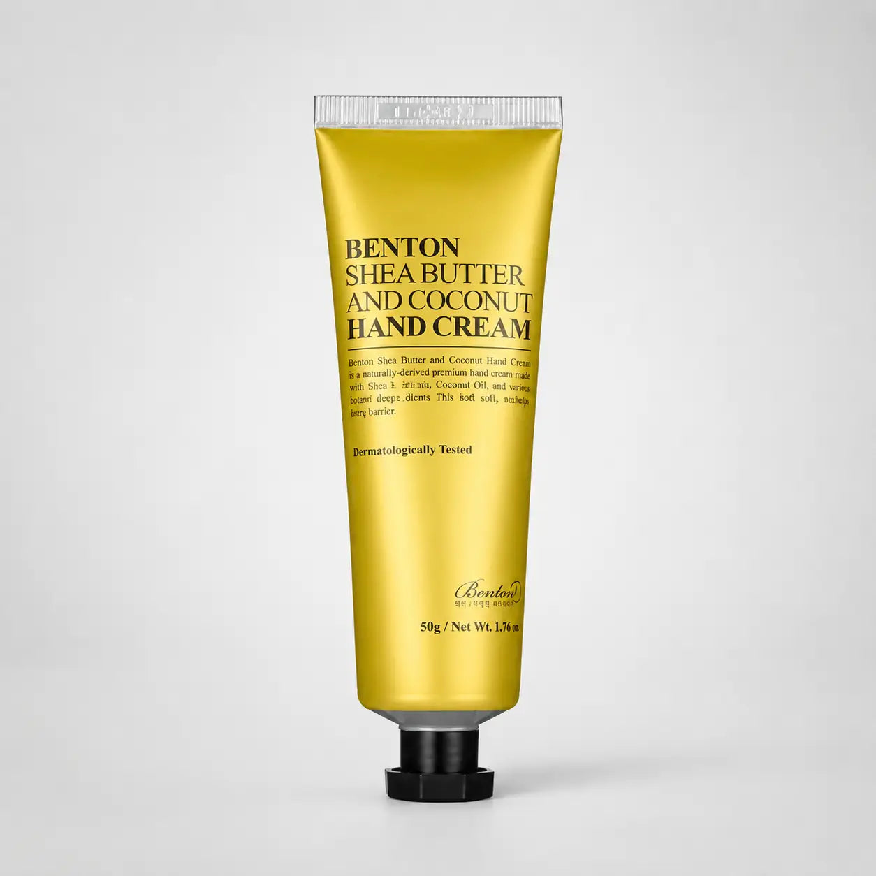 Benton Shea Butter and Coconut Hand Cream 50g tube front label