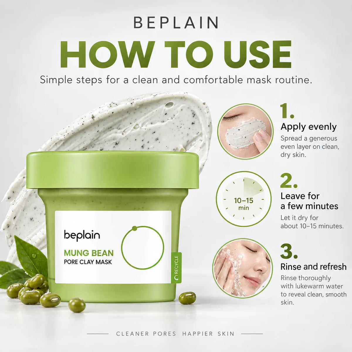 beplain Mung Bean Pore Clay Mask 120ml