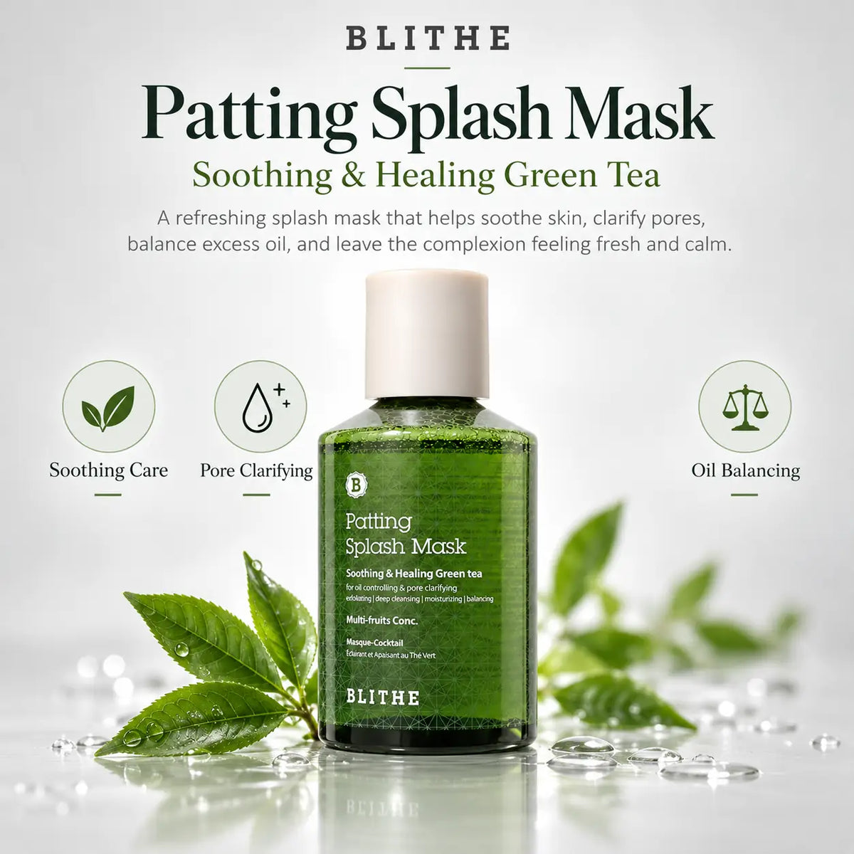 BLITHE Patting Splash Mask Soothing & soothing Green Tea 150ml