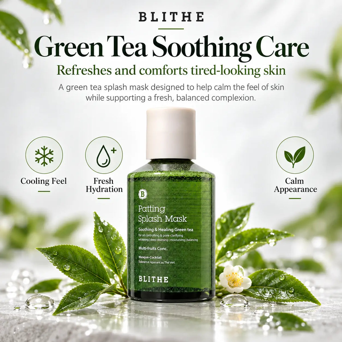 BLITHE Patting Splash Mask Soothing & soothing Green Tea 150ml