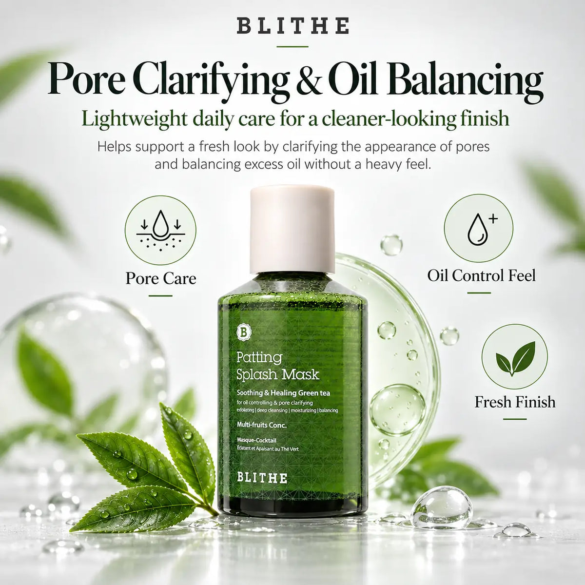 BLITHE Patting Splash Mask Soothing & soothing Green Tea 150ml