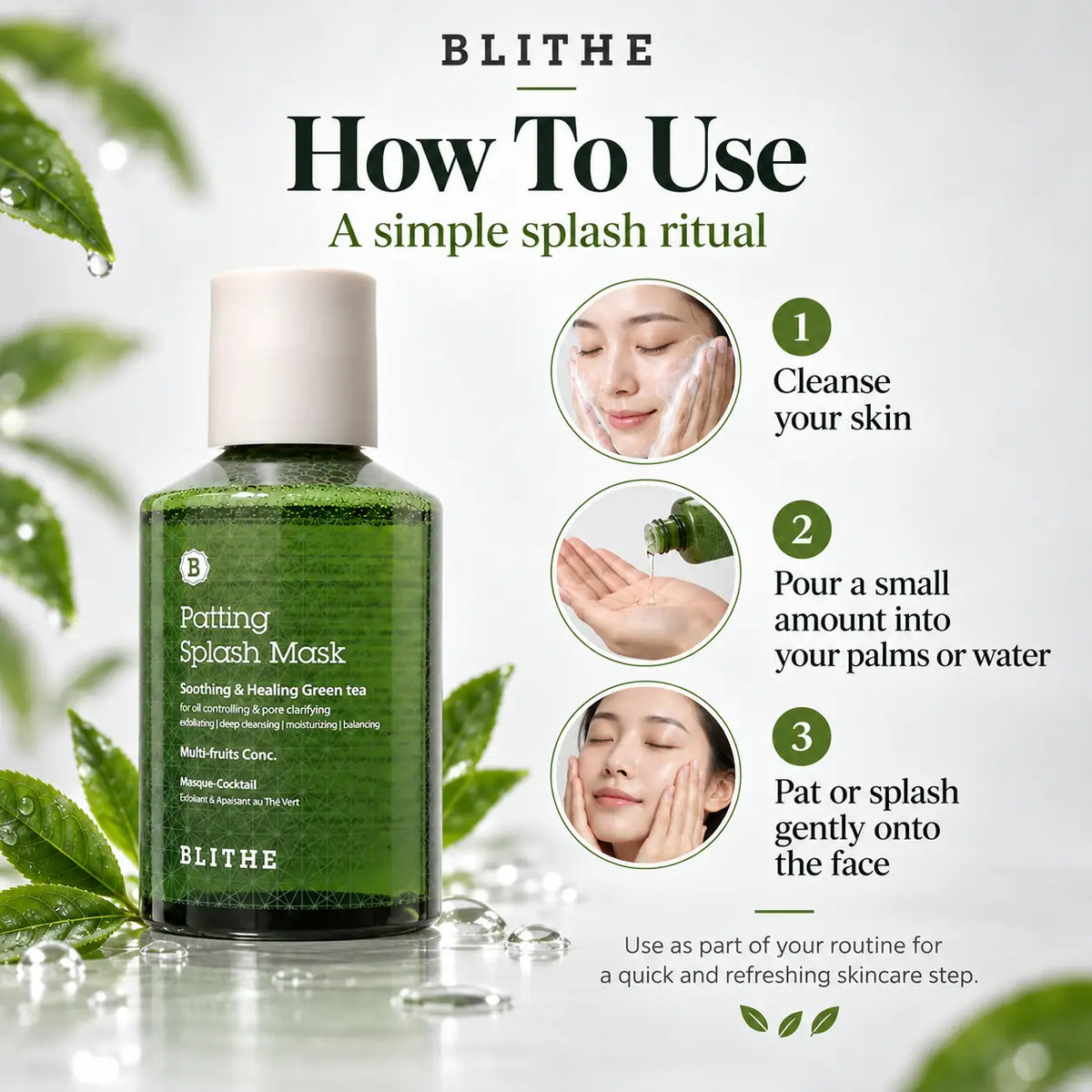 BLITHE Patting Splash Mask Soothing & soothing Green Tea 150ml