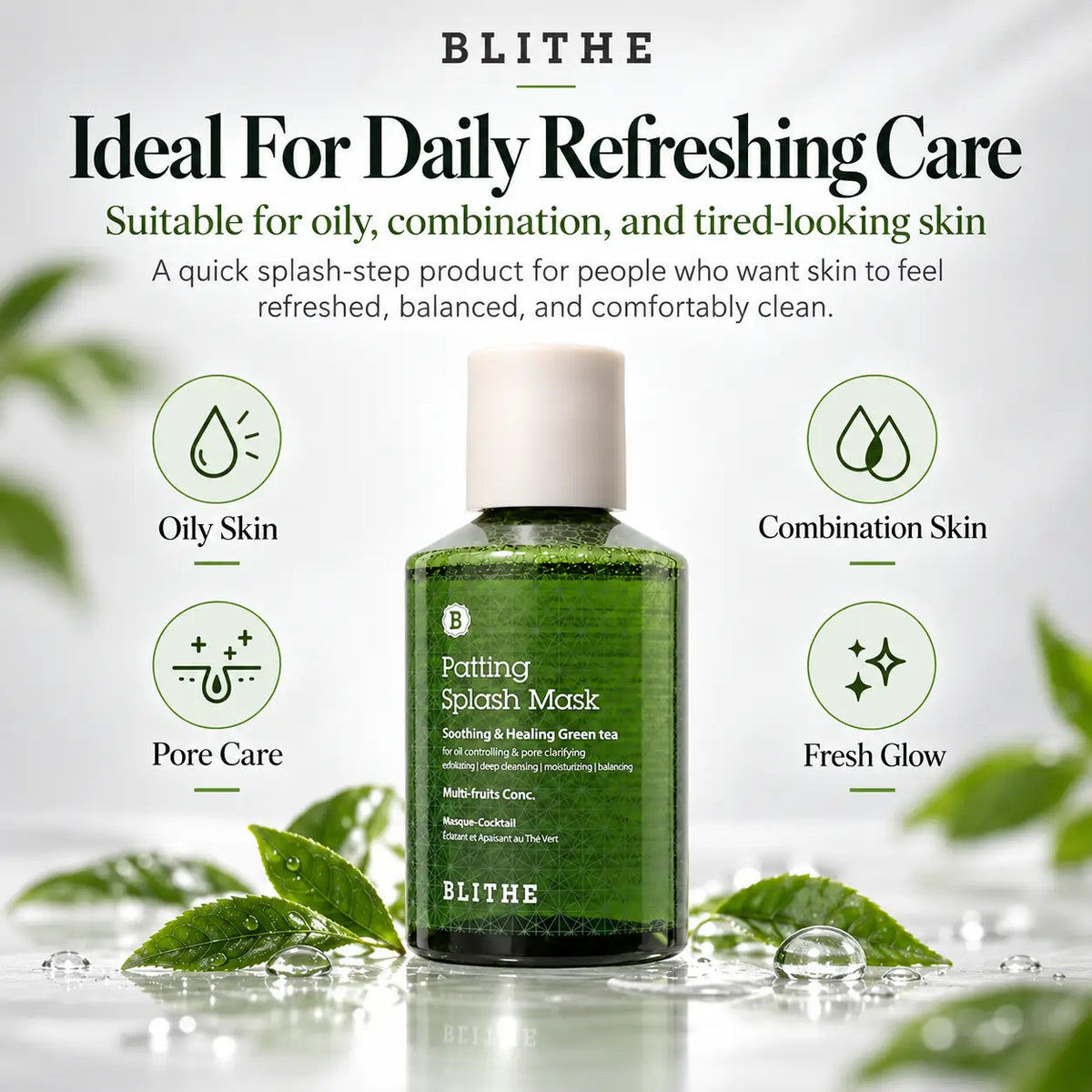 BLITHE Patting Splash Mask Soothing & soothing Green Tea 150ml