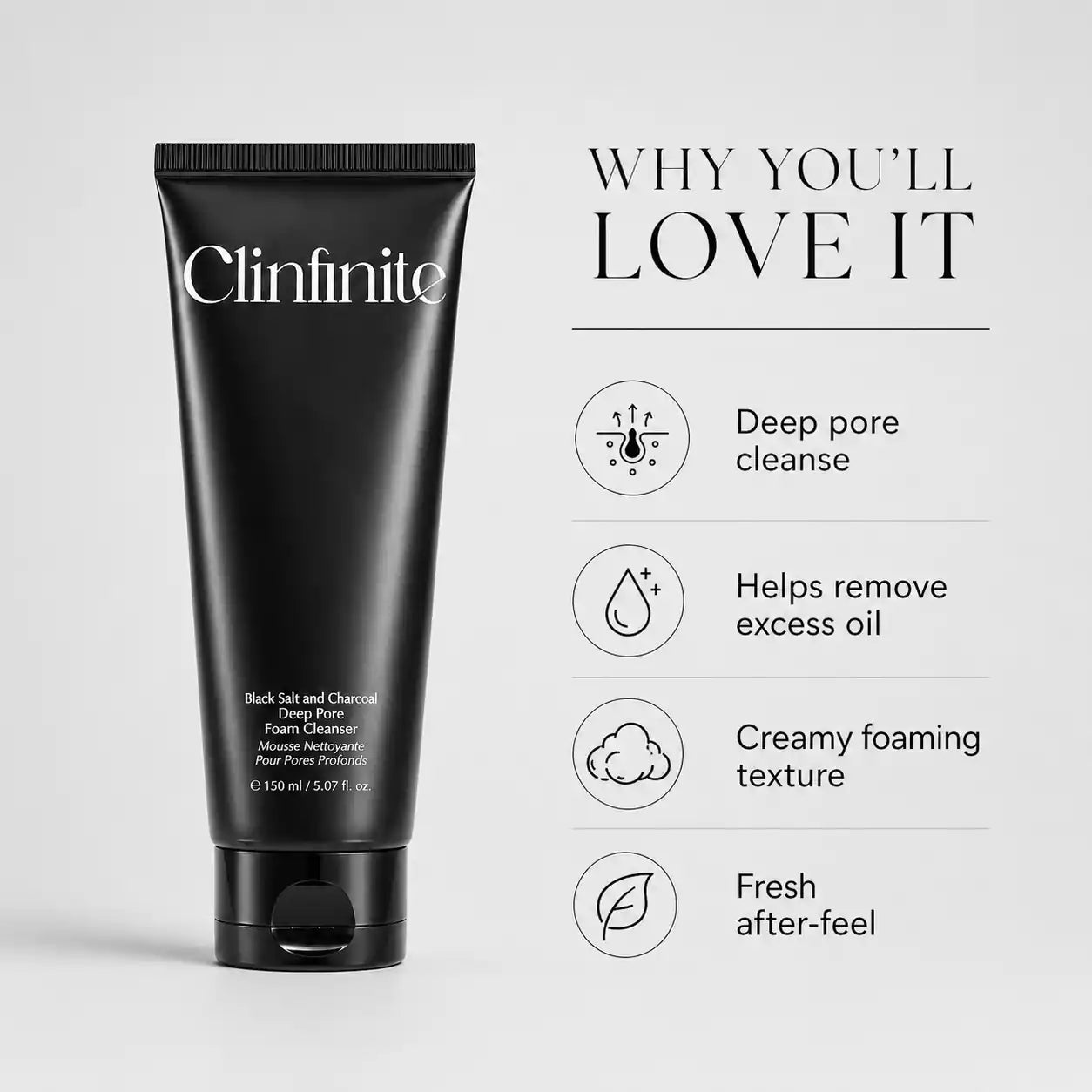 Clinfinite Black Salt Charcoal Deep Pore Cleanser