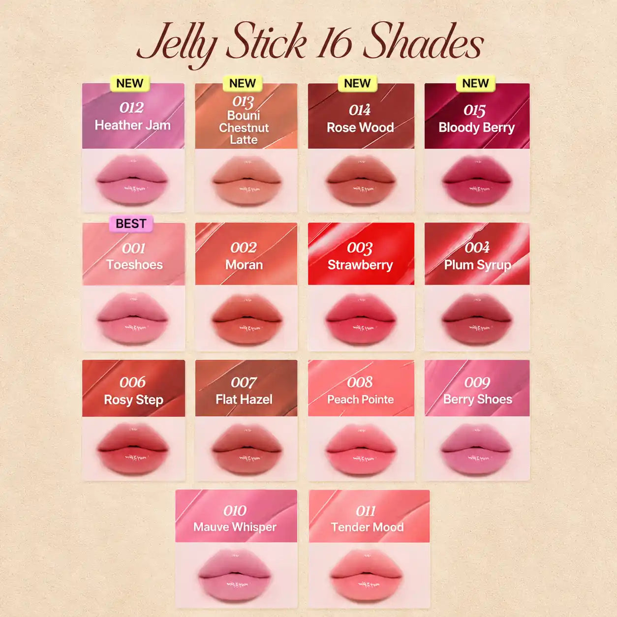 Tiptoe Jelly Stick 3.5g - 16 Colors