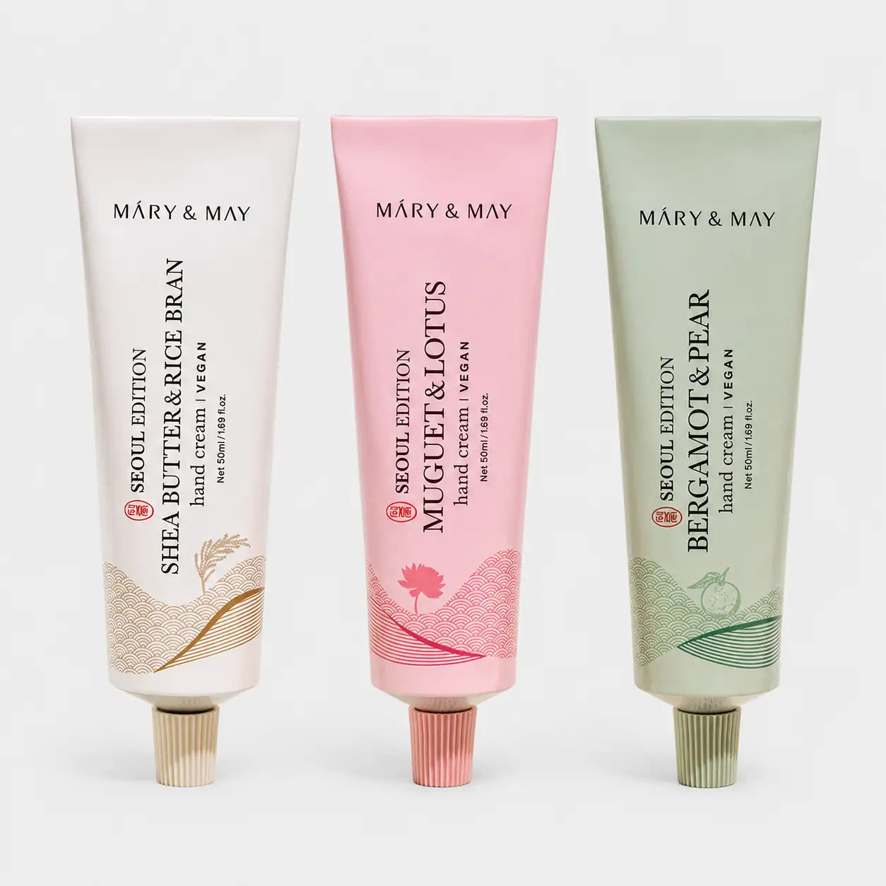 Mary&May Seoul Edition Hand Cream Trio Set all three tubes front view