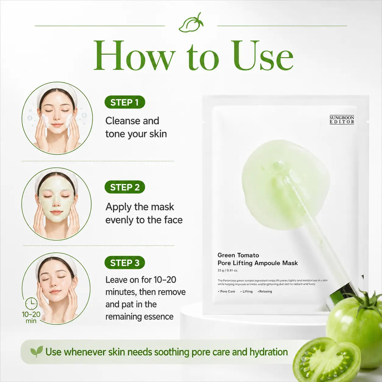 SUNGBOON EDITOR Green Tomato Pore Lifting Ampoule 23g